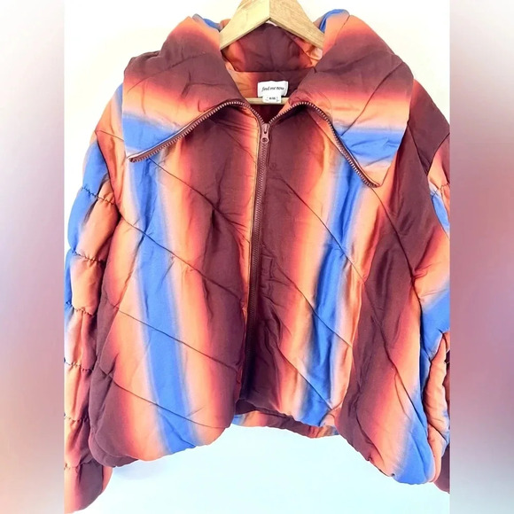 Find Me Now Aurora Puffer Copper Gradient Zip- Up Boxy Tencel Jacket Size XL/XXL - Picture 4 of 16